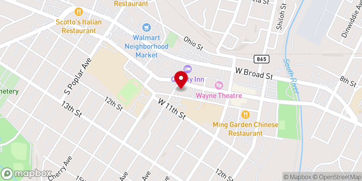 Map showing location of Good Shepherd Anglican Church, Waynesboro