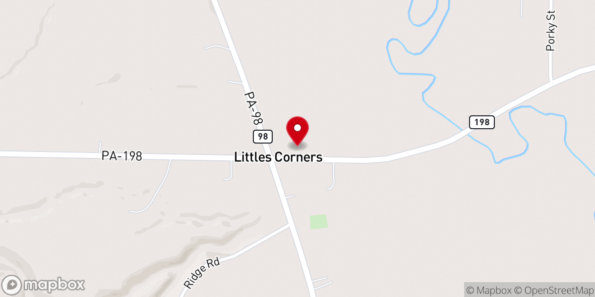 Map showing location of Littles Corners United Methodist Church