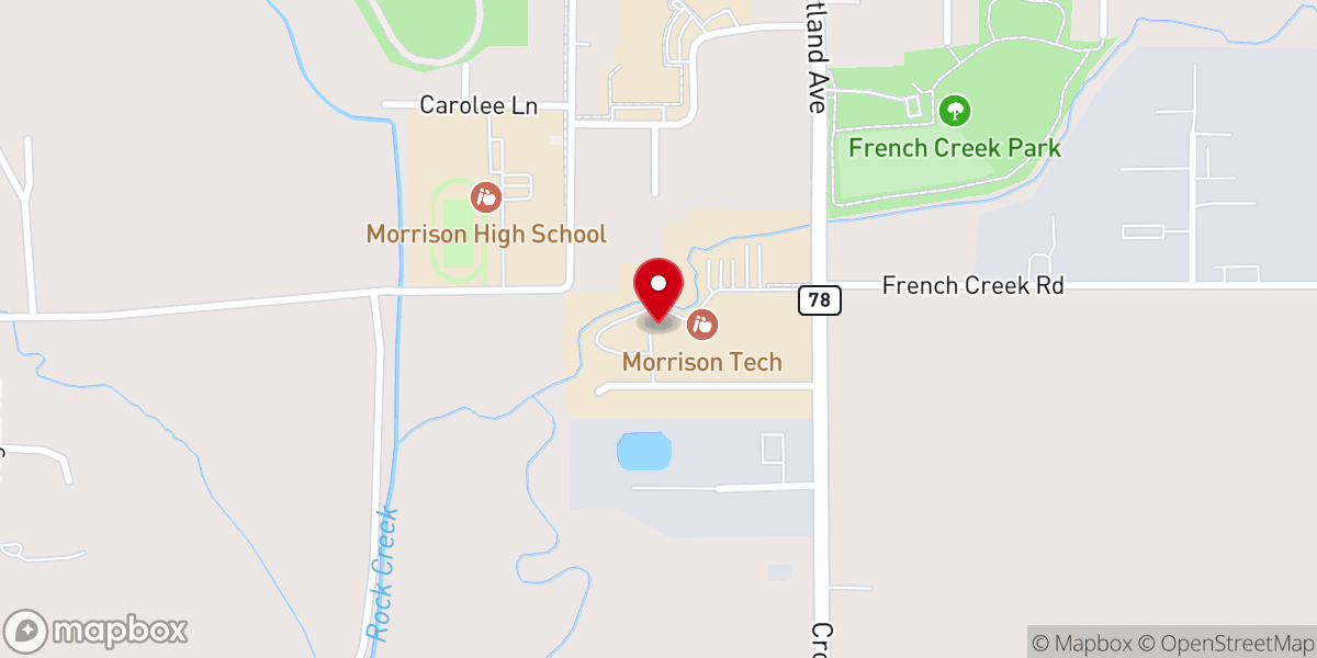 Map showing location of Crossroads Community Church