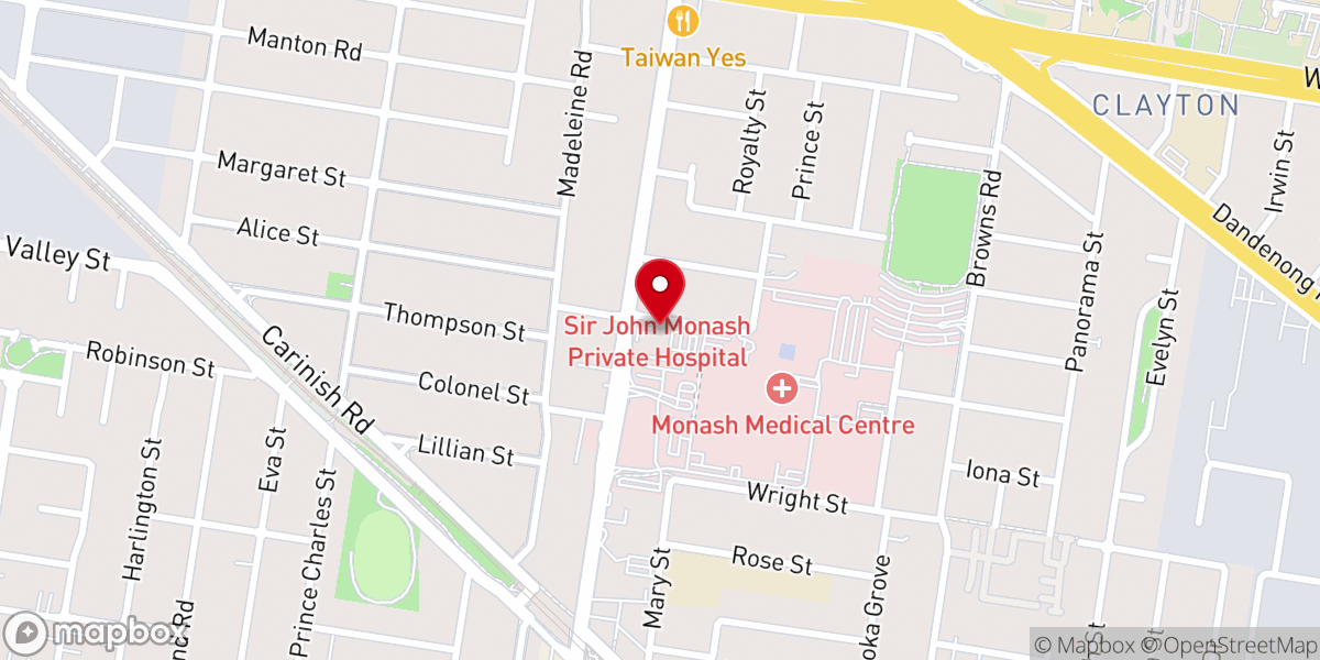 Map showing location of All Saints Anglican Church Clayton