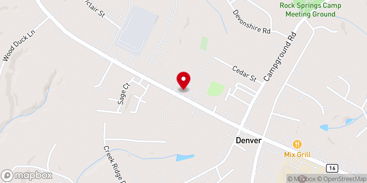 Map showing location of Denver United Methodist Church