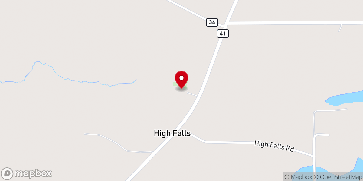 Map showing location of Highfalls Assembly of God Church