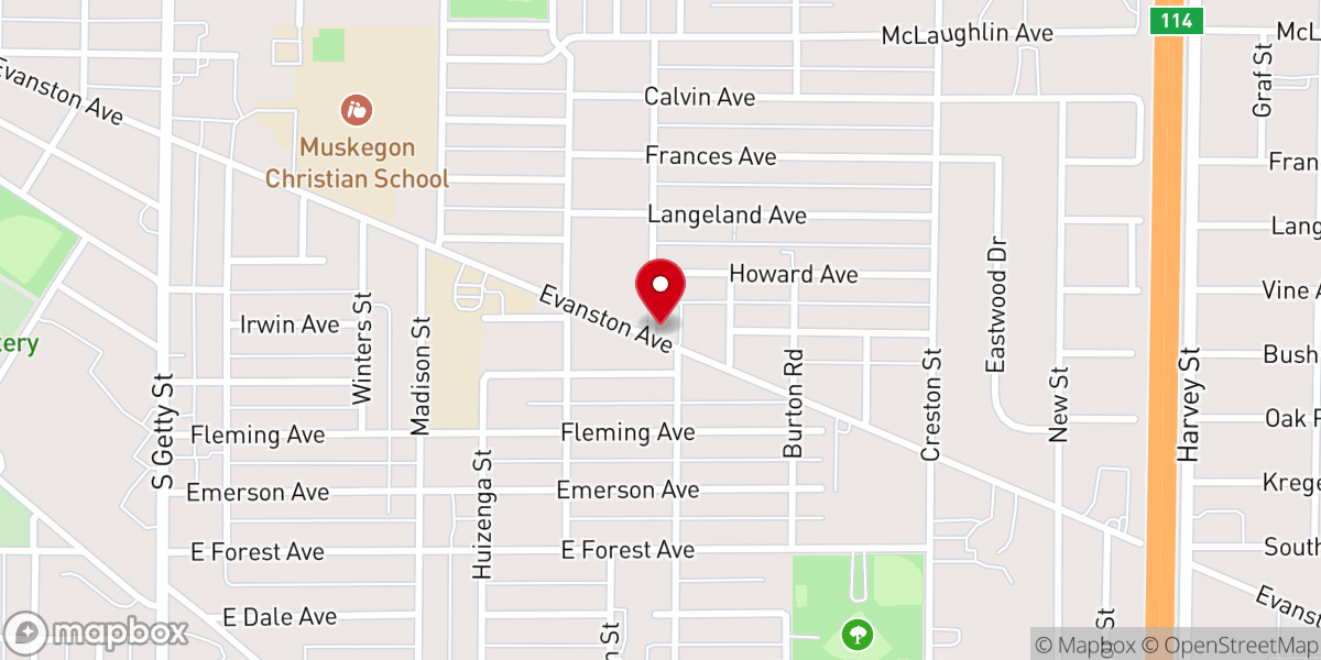 Map showing location of Evanston Avenue Church