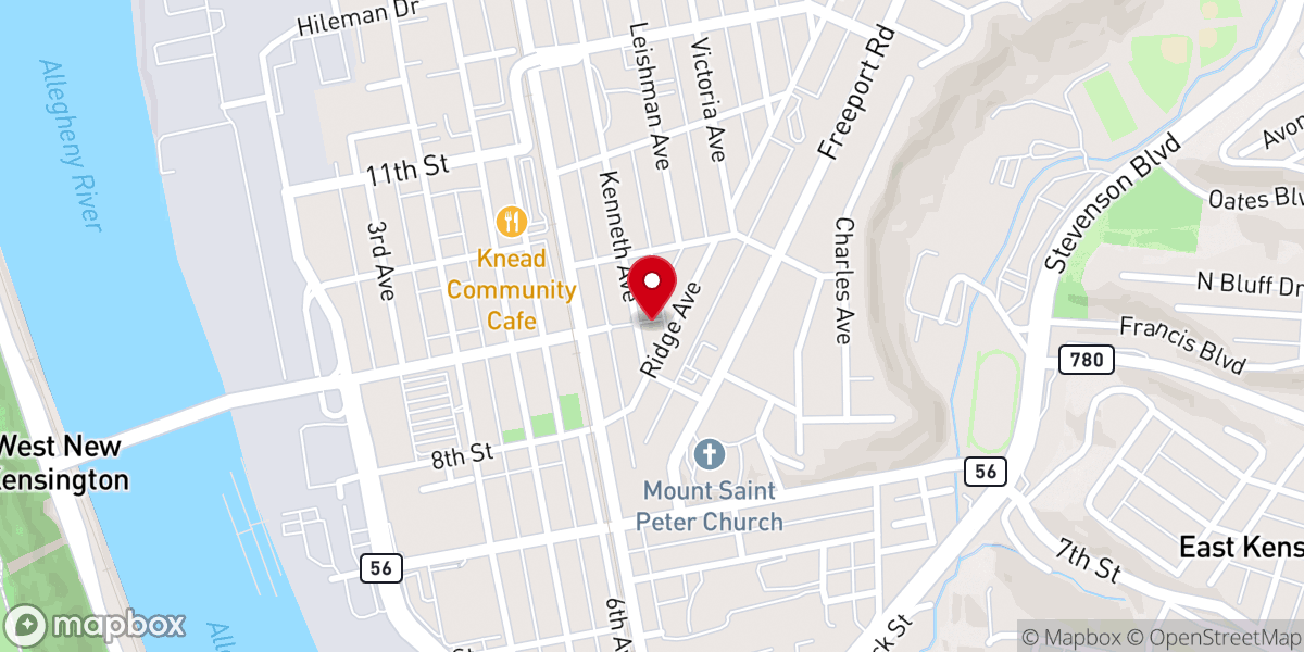 Map showing location of Reclamation Church New Kensington