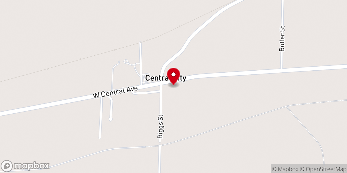 Map showing location of Central Freewill Baptist Church