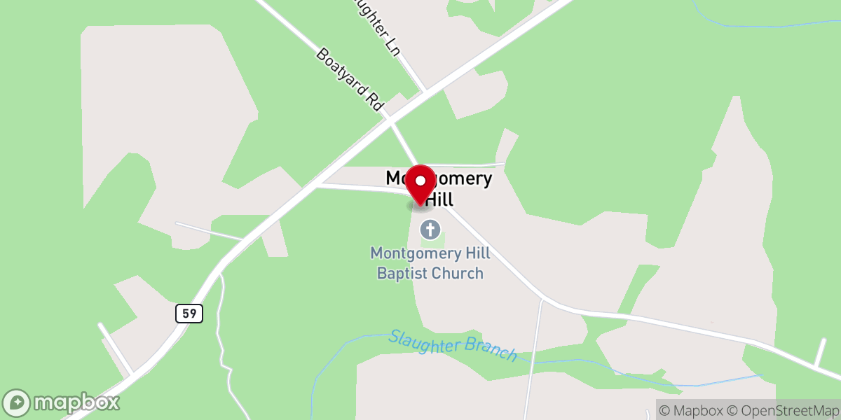 Map showing location of Montgomery Hill Baptist Church