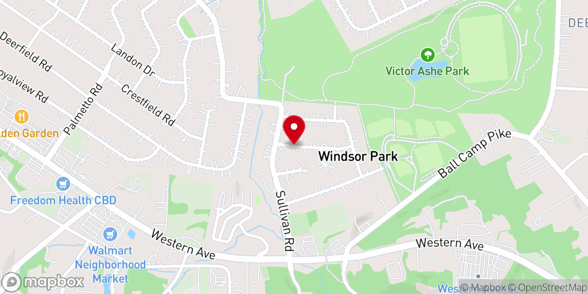 Map showing location of Cumberland Baptist Church of Knoxvi Lle