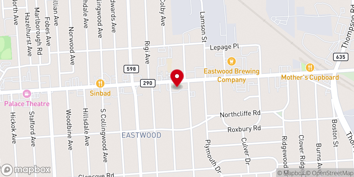 Map showing location of Eastwood Baptist Church