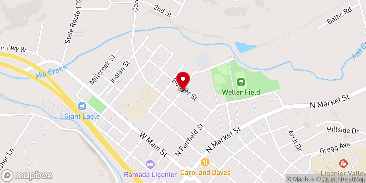 Map showing location of Ligonier Valley Bible Church