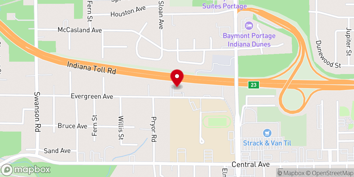 Map showing location of Portage Christian Church