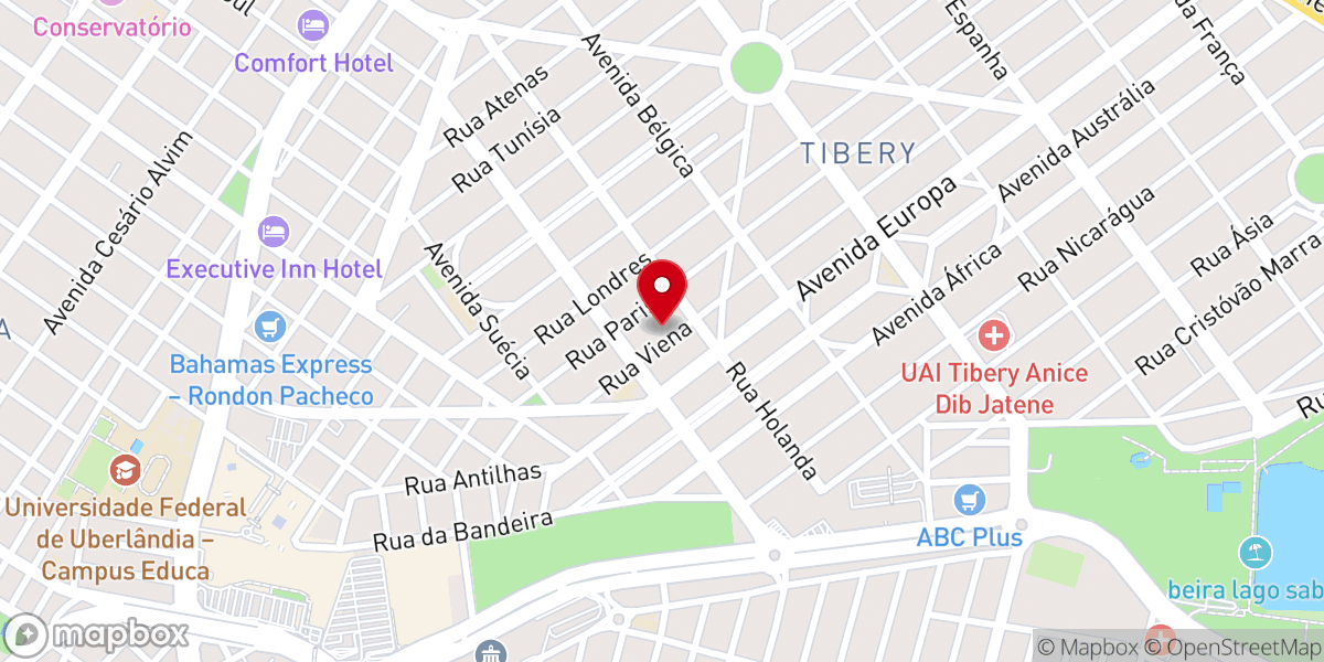 Map showing location of Igreja Videira Uberlândia