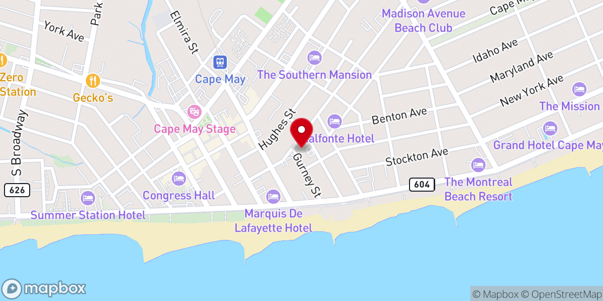 Map showing location of Cape Island Baptist Church