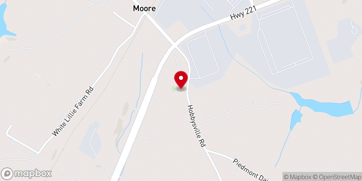 Map showing location of Moore Church