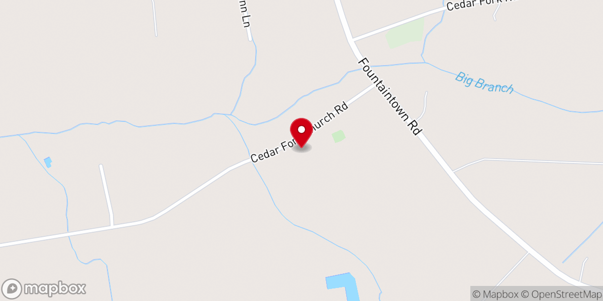 Map showing location of Cedar Fork Baptist Church