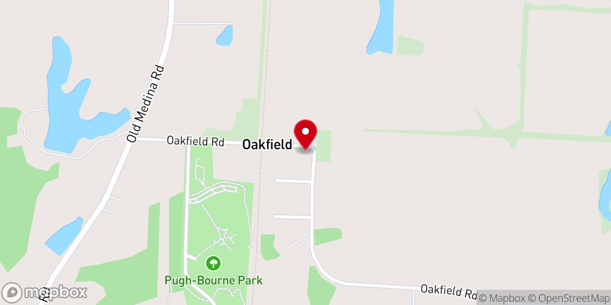 Map showing location of Oakfield Church