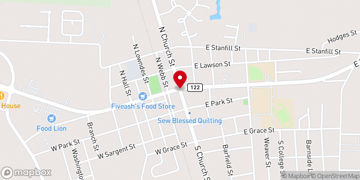 Map showing location of Tabernacle Church of God in Christ