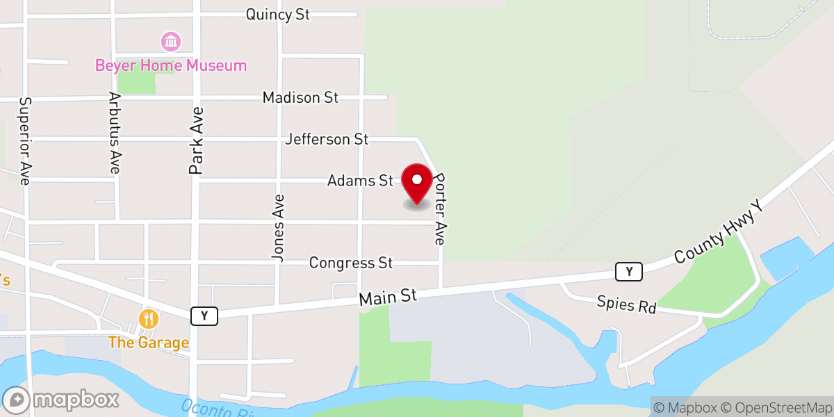 Map showing location of Oconto United Methodist Church