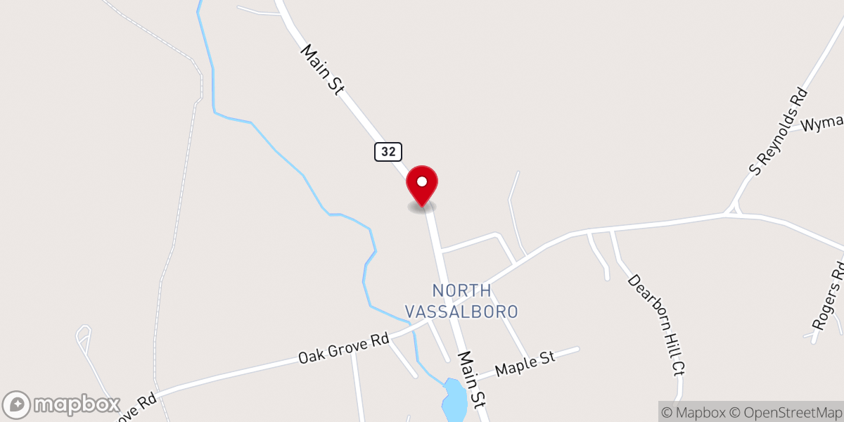Map showing location of North Vassalboro Baptist Church