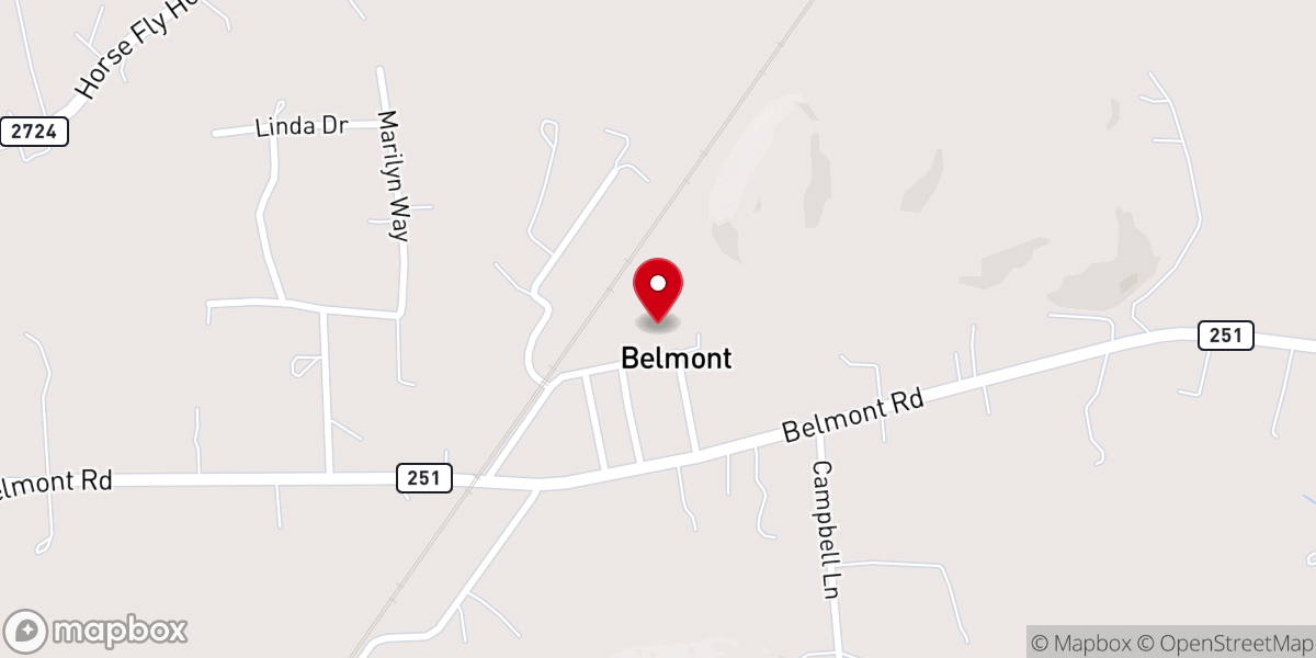 Map showing location of Belmont Baptist Church
