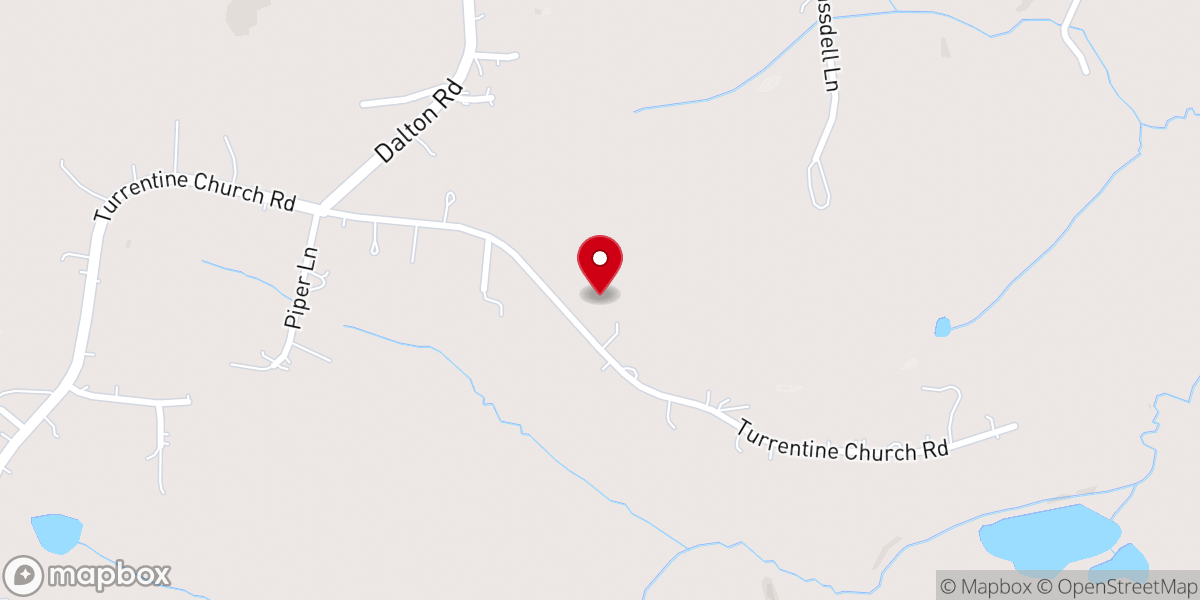 Map showing location of Turrentine Baptist Church