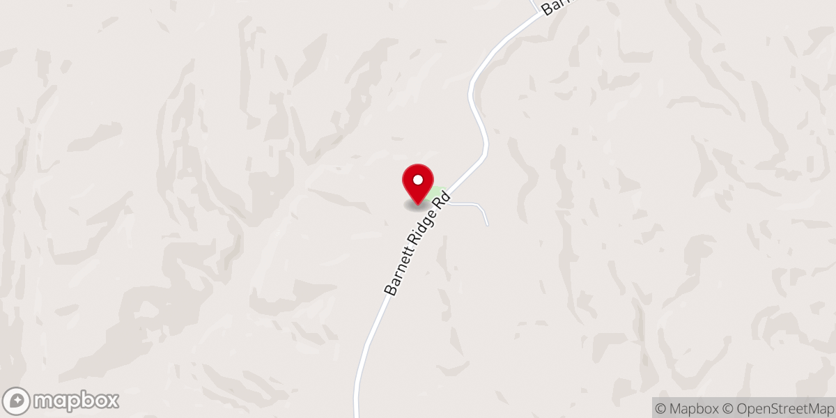 Map showing location of Barnett Ridge Church