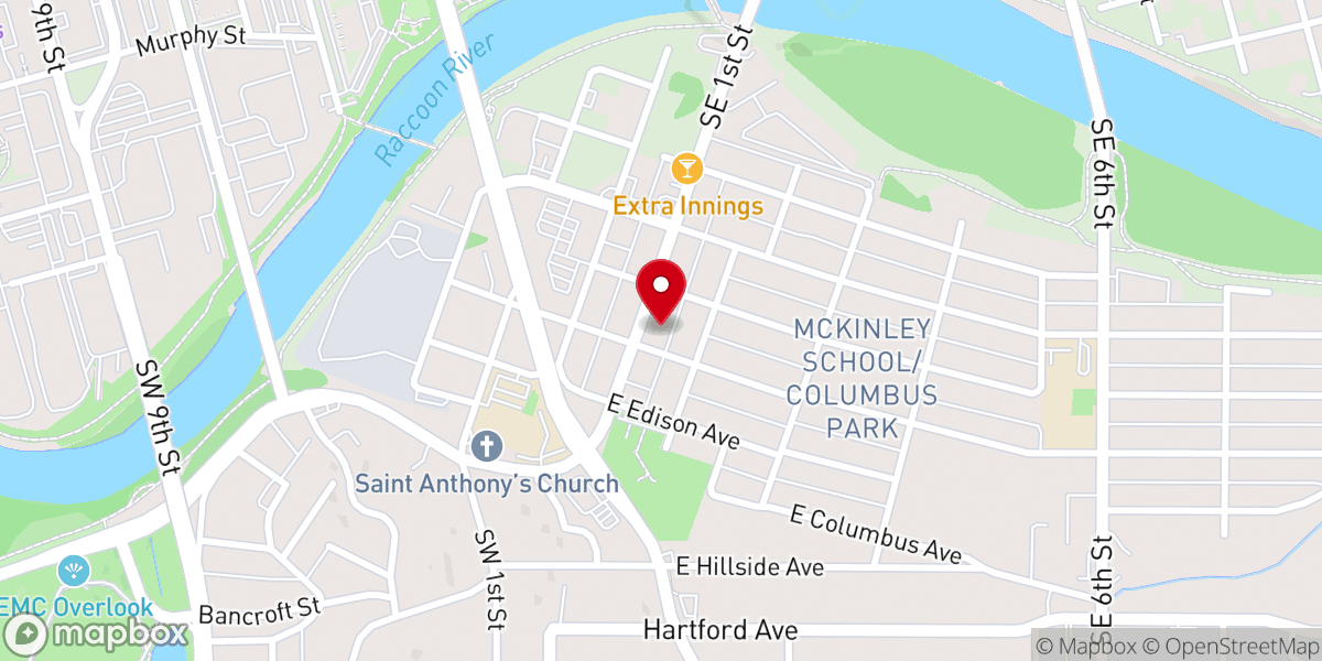 Map showing location of Alpha & Omega Pentecostal Church
