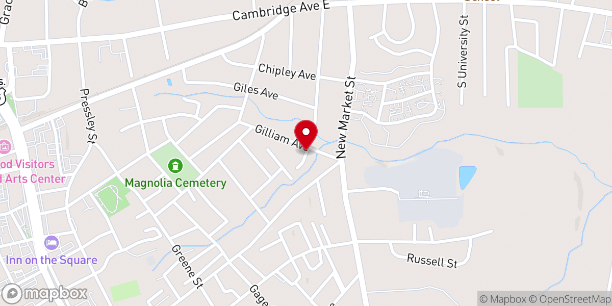 Map showing location of Dunham Temple Christian Methodist Episcopal Church