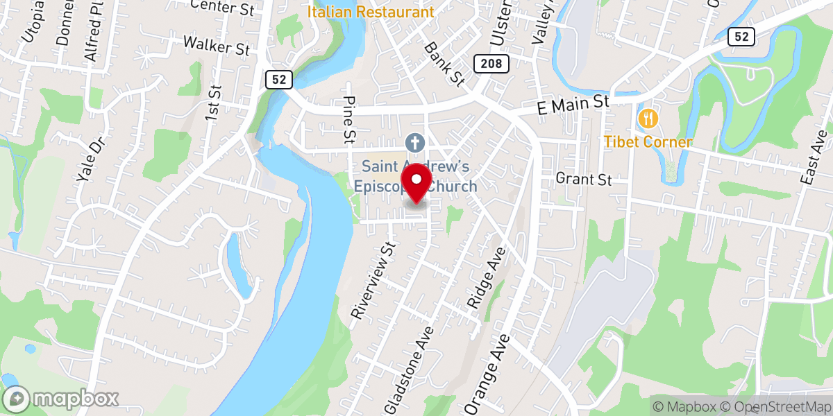Map showing location of Most Precious Blood Catholic Parish