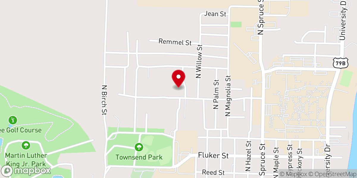 Map showing location of Pilgrim Missionary Baptist Church
