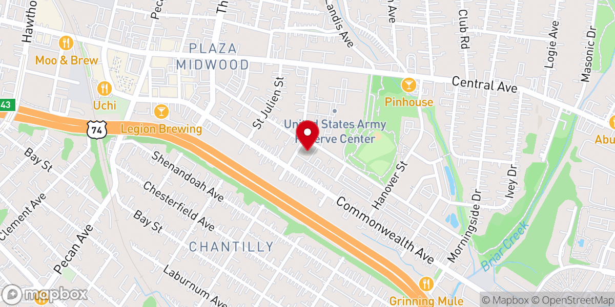 Map showing location of City Church Charlotte
