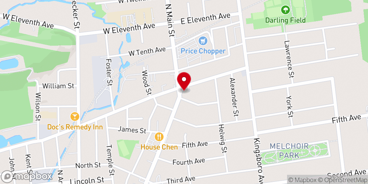 Map showing location of United Methodist Church - Food Distribution Center