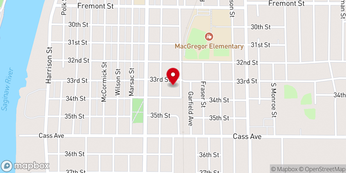 Map showing location of Trinity Evangelical Lutheran Church