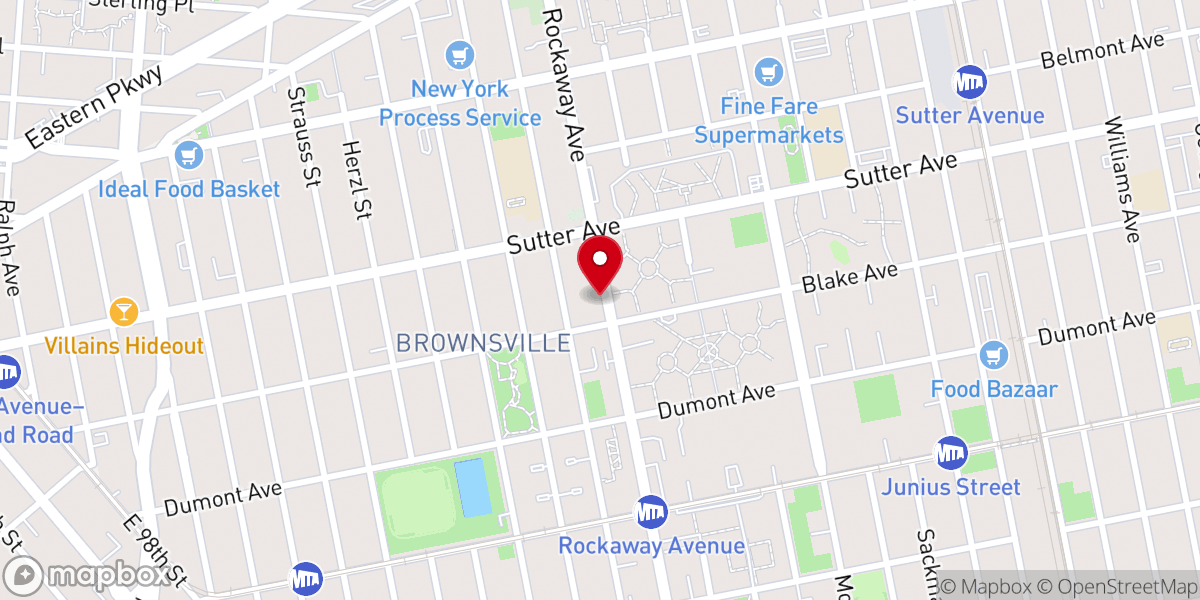 Map showing location of Pilgrim Church of Brownsville