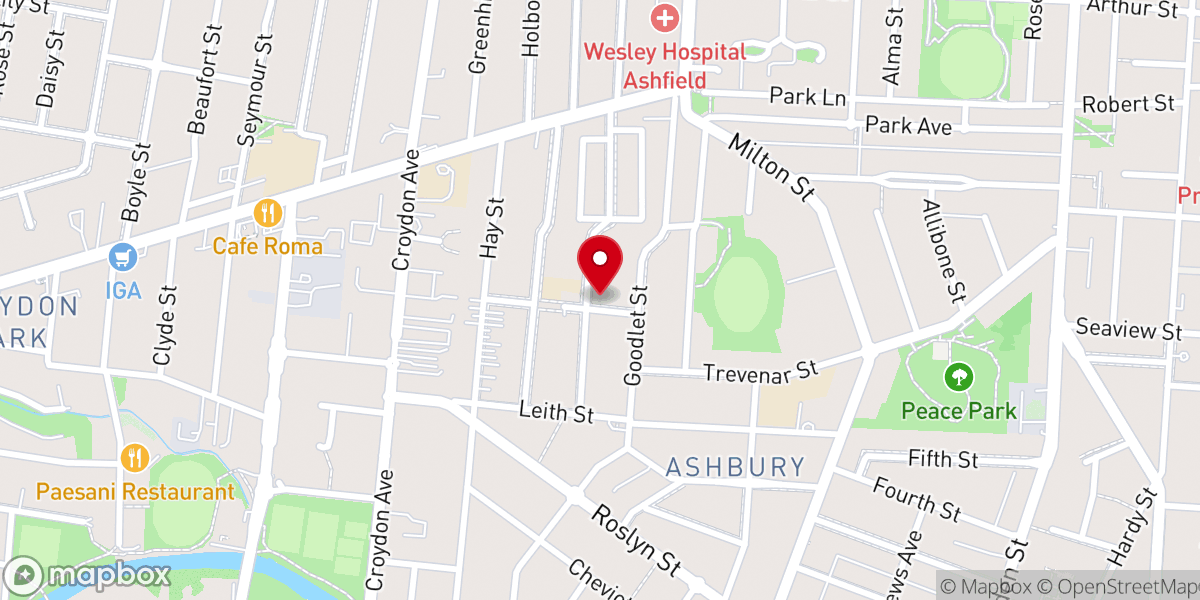 Map showing location of St Francis Xavier's Catholic Church Ashbury