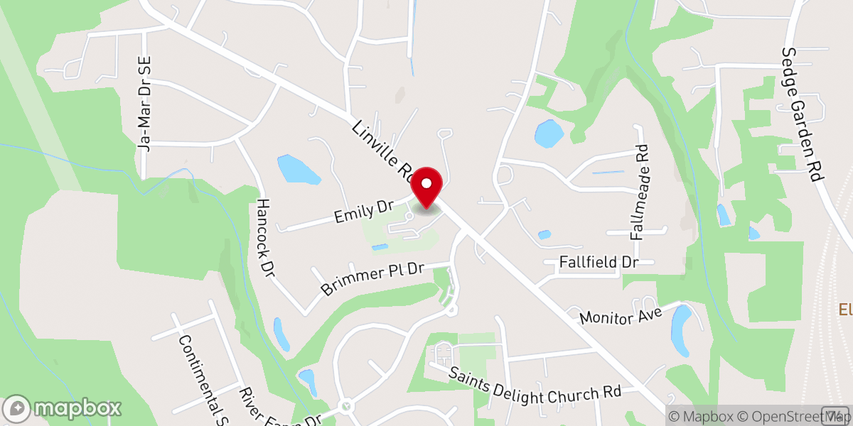 Map showing location of Linville Forest Church-Christ