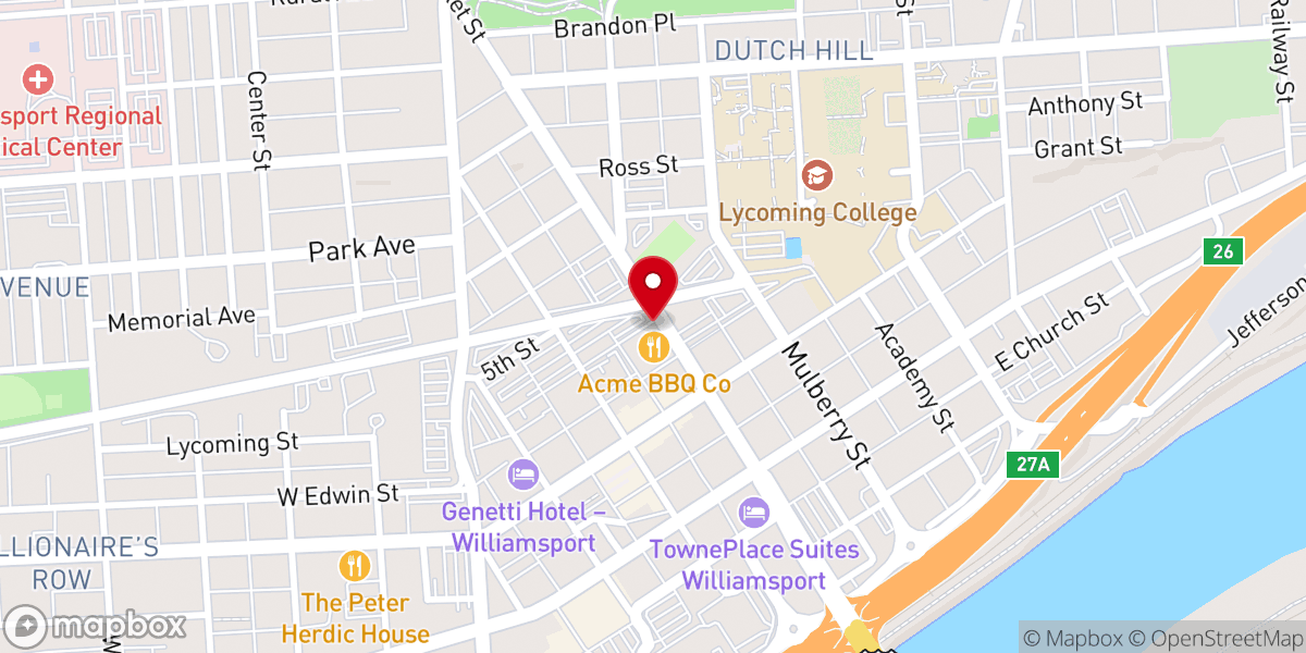 Map showing location of The Salvation Army Williamsport