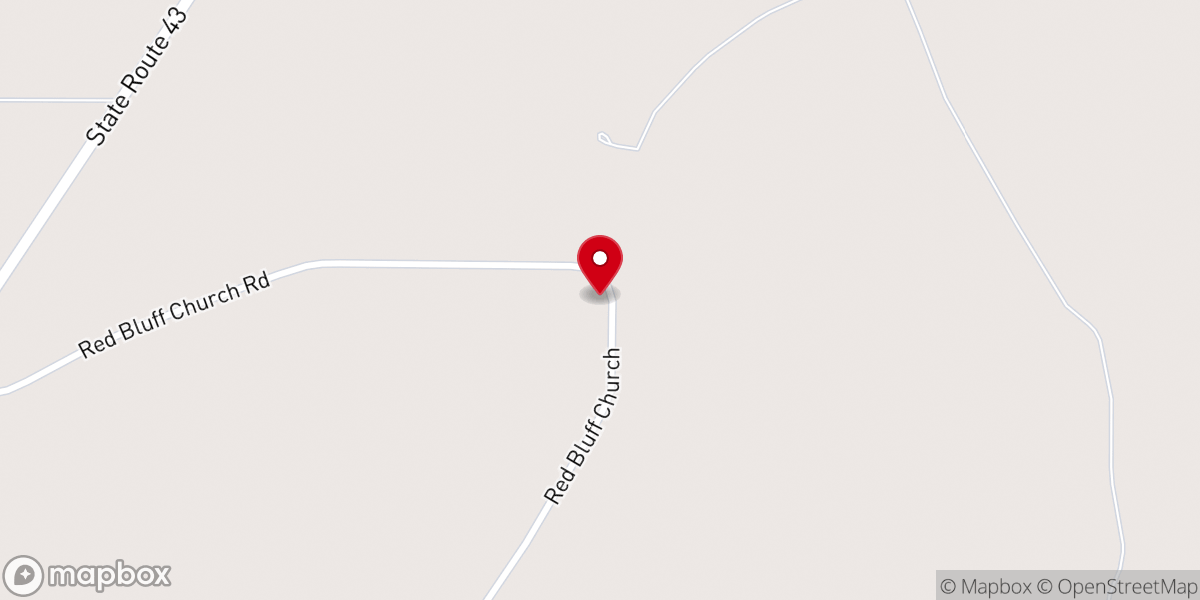 Map showing location of Red Bluff Baptist Church