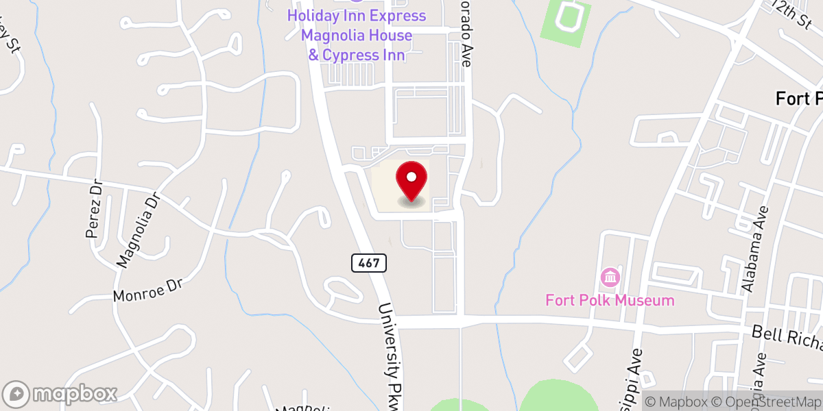 Map showing location of Fort Polk Main Exchange
