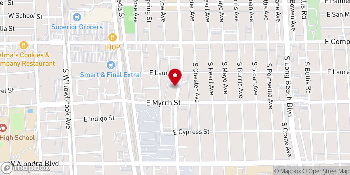 Map showing location of Calvary Chapel Compton