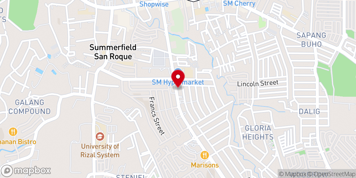 Map showing location of Sumulong Baptist Church International Ministries
