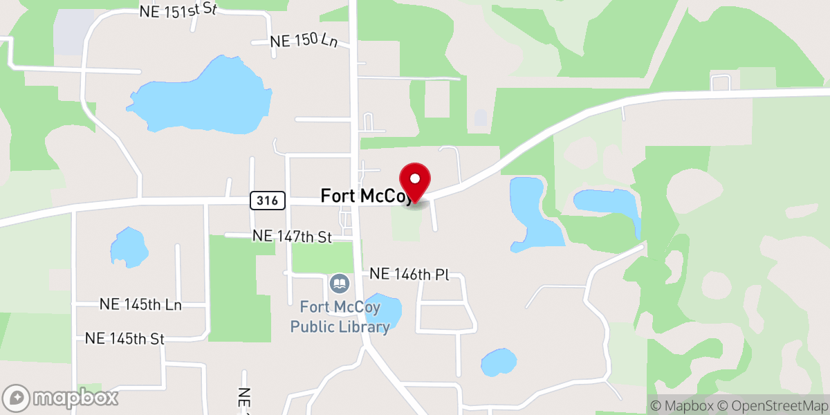 Map showing location of Fort McCoy United Methodist Church
