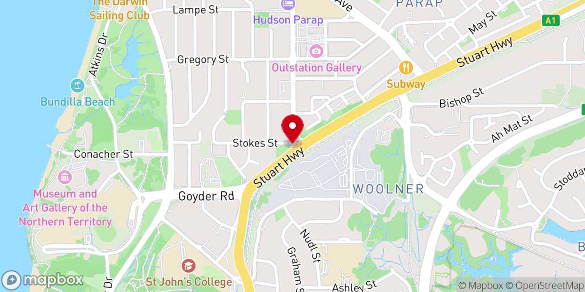 Map showing location of Christian Family Centre Darwin