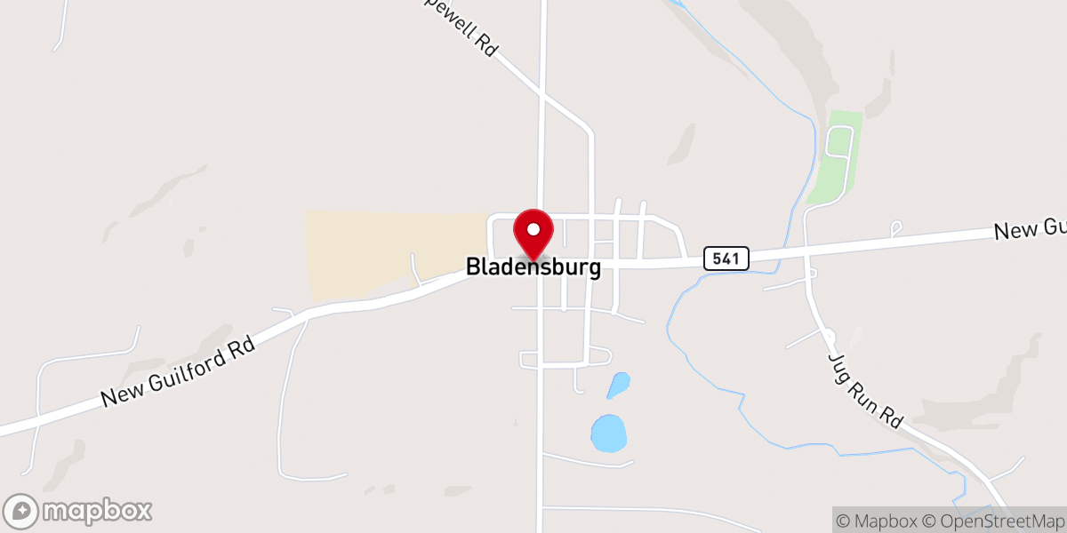 Map showing location of Bladensburg