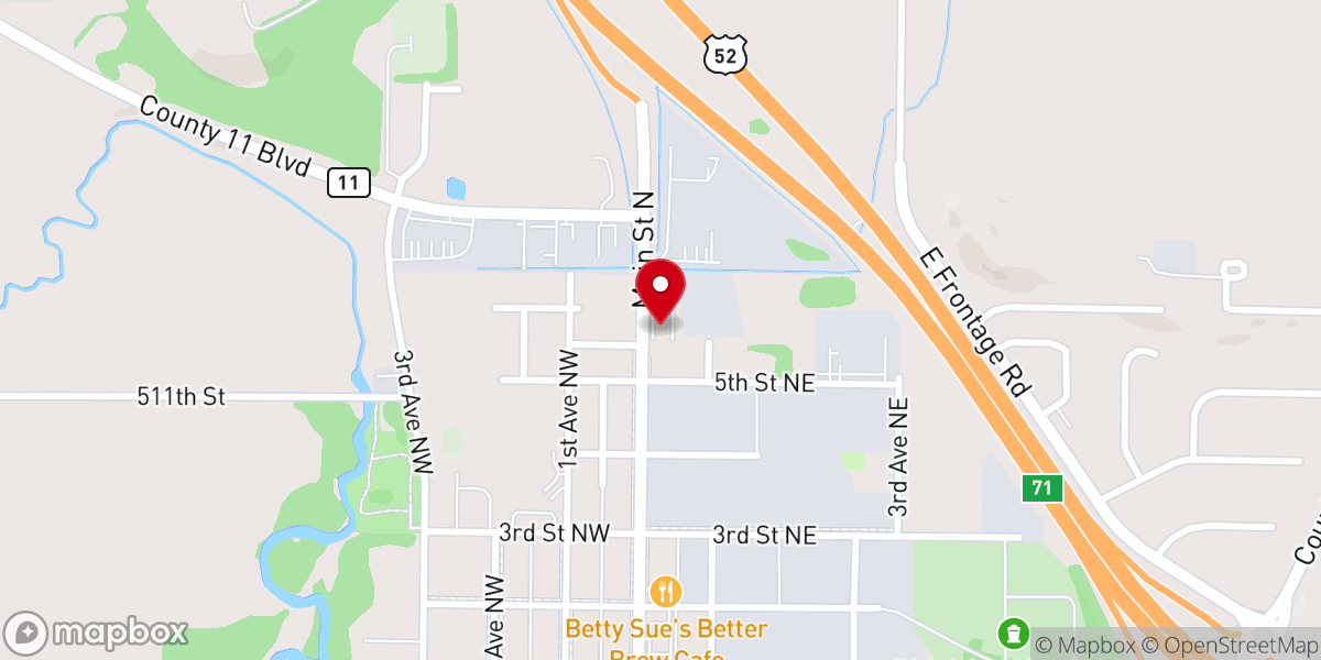 Map showing location of Pine Island Sharing Shelves - Food Distribution Center