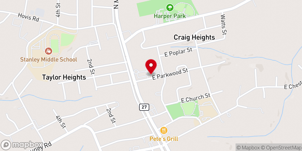 Map showing location of Stanley Pentecostal Holiness Church