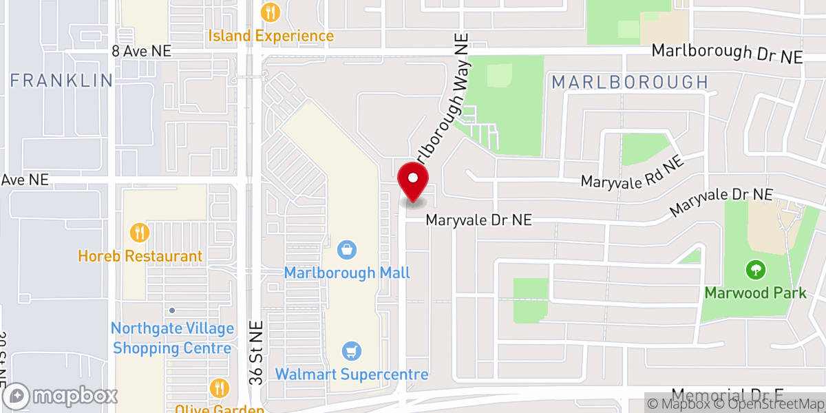 Map showing location of Calgary Church of Christ