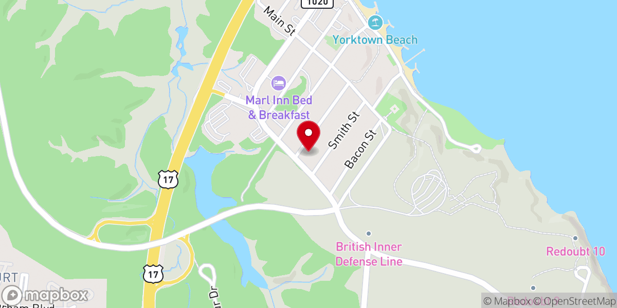 Map showing location of Yorktown Baptist Church
