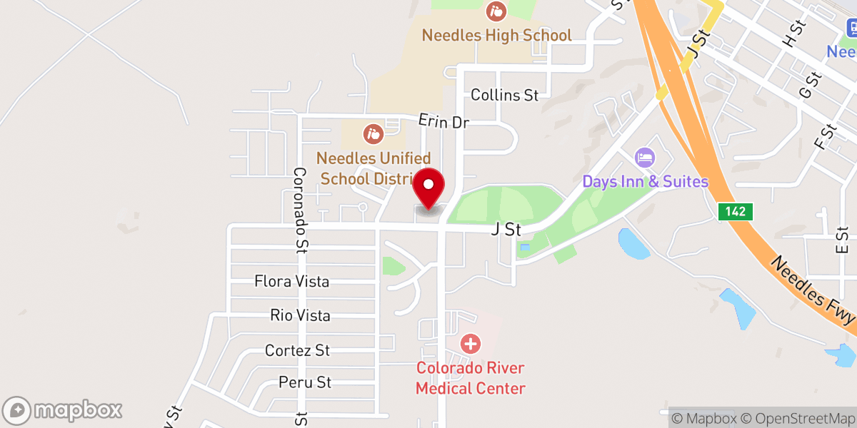 Map showing location of Calvary Church of Needles