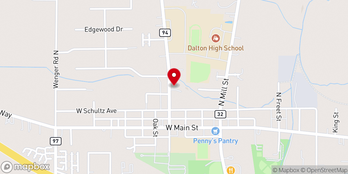 Map showing location of Dalton Fire Department