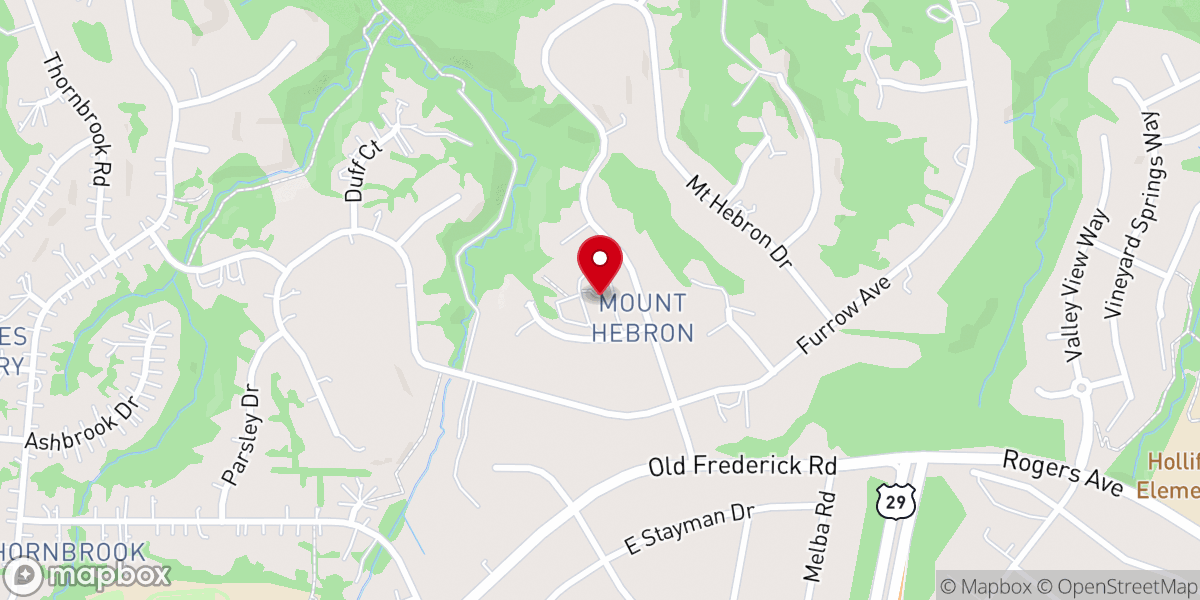 Map showing location of Mount Hebron Presbyterian Church